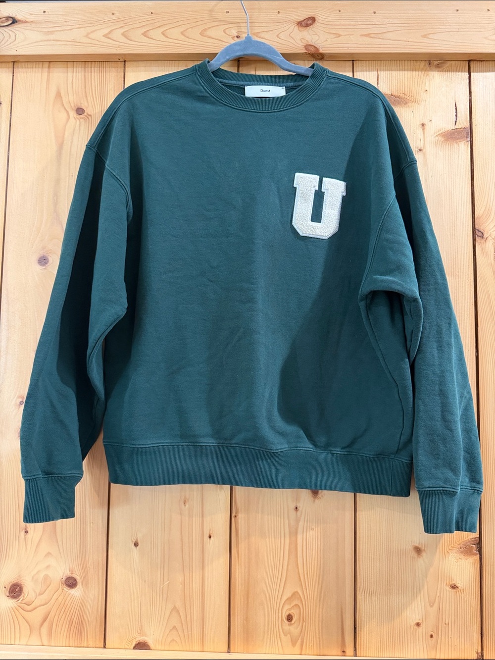 Dunst Forest Green Unisex Thick Crewneck Sweatshirt with 'U' Patch Medium